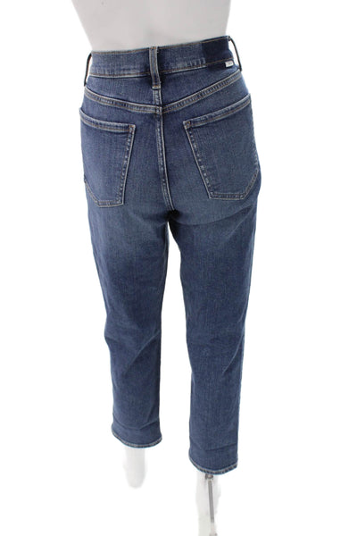 Daze Women High Rise Cropped Ankle Jeans Dark Blue Size 28