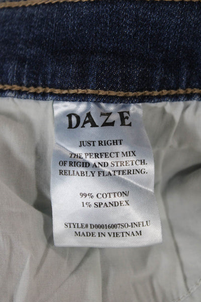 Daze Women High Rise Cropped Ankle Jeans Dark Blue Size 28