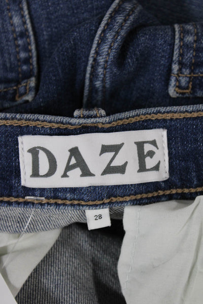 Daze Women High Rise Cropped Ankle Jeans Dark Blue Size 28