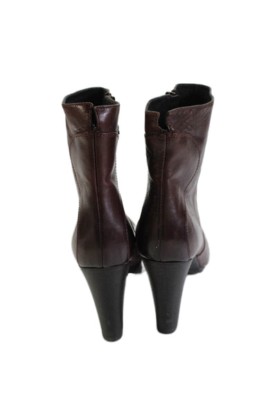 Alberto Fermani Women's Pointed Toe Leather Ankle Boots Burgundy Size 41
