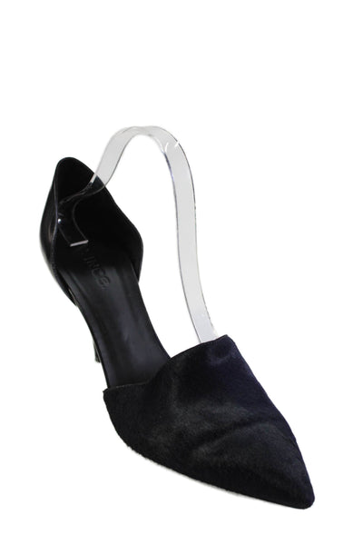 Vince Women's Pointed Toe Leather Slip-On Stiletto Navy Blue Pumps Size 11