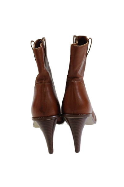 Cole Haan Women's Round Toe Leather Cone Heel Bootie Brown Size 10.5