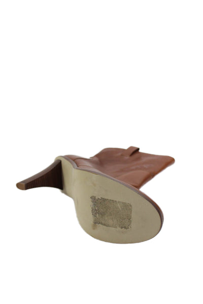 Cole Haan Women's Round Toe Leather Cone Heel Bootie Brown Size 10.5