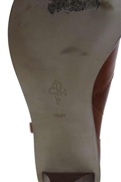 Cole Haan Women's Round Toe Leather Cone Heel Bootie Brown Size 10.5