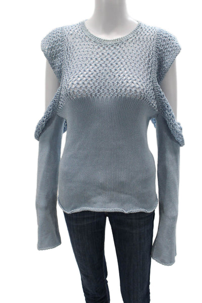 philosophy Women Pullover Sweater Light Blue Cotton Crewneck Longsleeve Size S
