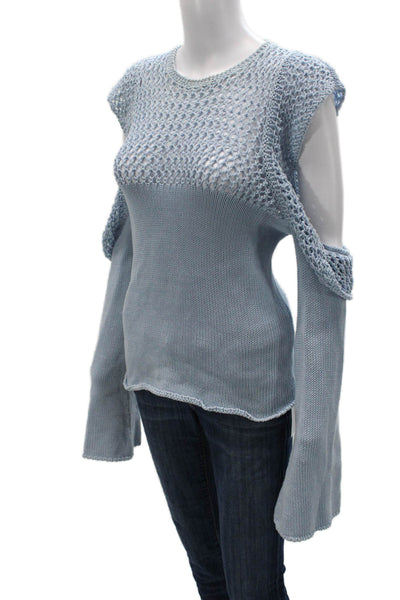 philosophy Women Pullover Sweater Light Blue Cotton Crewneck Longsleeve Size S