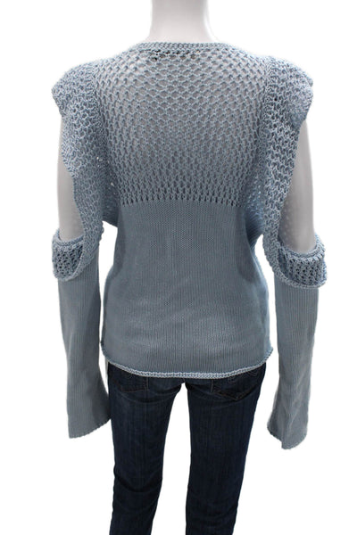 philosophy Women Pullover Sweater Light Blue Cotton Crewneck Longsleeve Size S