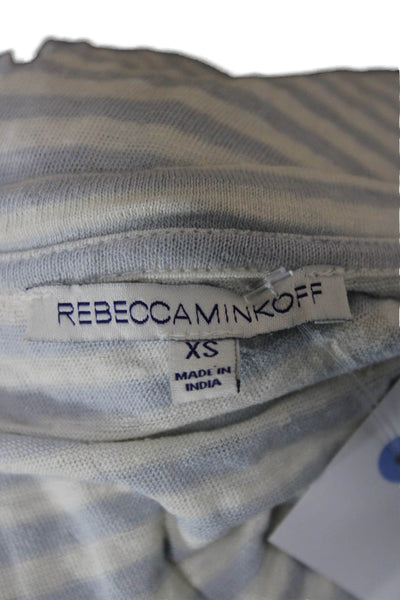 Rebecca Minkoff Women Linen Striped Sleeveless Crew Neck T-Shirt White Size XS