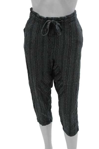 Raquel Allegra Women Cropped Jogger Striped Dark Gray Pants Size S