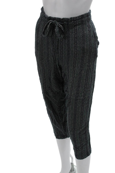 Raquel Allegra Women Cropped Jogger Striped Dark Gray Pants Size S