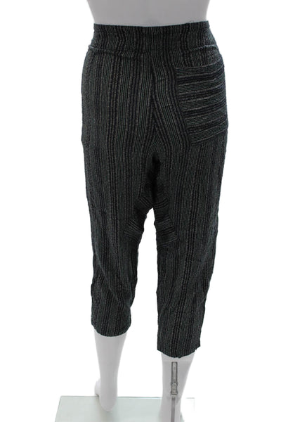 Raquel Allegra Women Cropped Jogger Striped Dark Gray Pants Size S