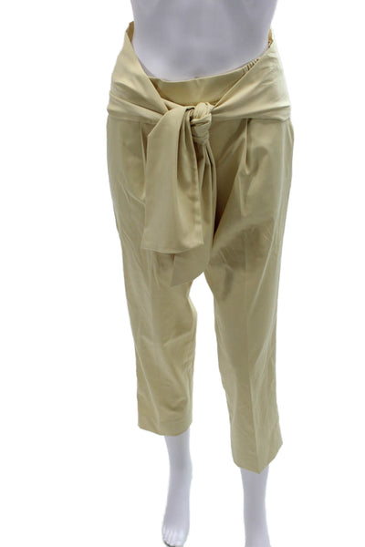 Barneys New York Women Cropped Paperbag Tie Waist Pants Beige Size 38
