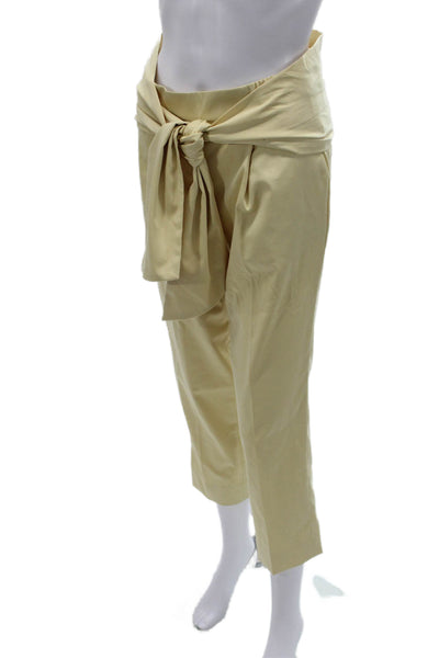 Barneys New York Women Cropped Paperbag Tie Waist Pants Beige Size 38