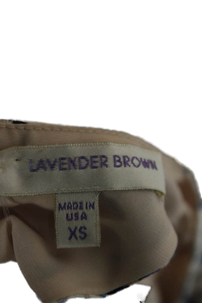 Lavender Brown Womens Tank Dress Beige Geometric Rayon Sleeveless Short Size XS