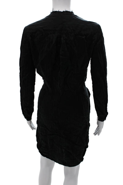 Raquel Allegra Womens Shirt Dress Black Striped Polyester Long Sleeve Size S