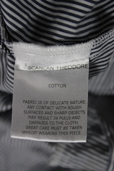 Scanlan Theodore Women Dark Blue Striped Cotton Shirt Dress Long Sleeve Size 8