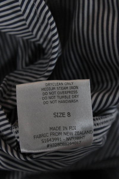 Scanlan Theodore Women Dark Blue Striped Cotton Shirt Dress Long Sleeve Size 8