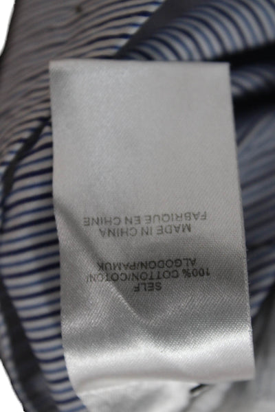 Tibi Women Blue Cotton Striped Shirt Wrap Dress V Neck 3/4 Sleeve Button Size 0