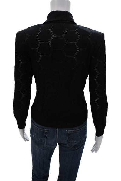 St. John Sport By Marie Gray Women Black Wool Geometric Cardigan Size S