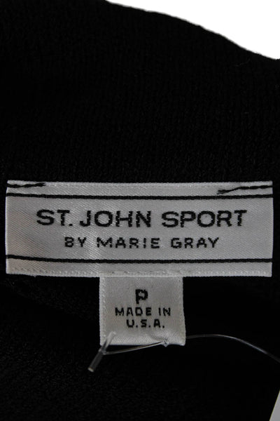 St. John Sport By Marie Gray Women Black Wool Geometric Cardigan Size S