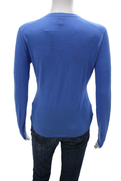 Tse Womens Cardigan VNeck Blue Superfine Merino Wool Button Long Sleeve Size XS