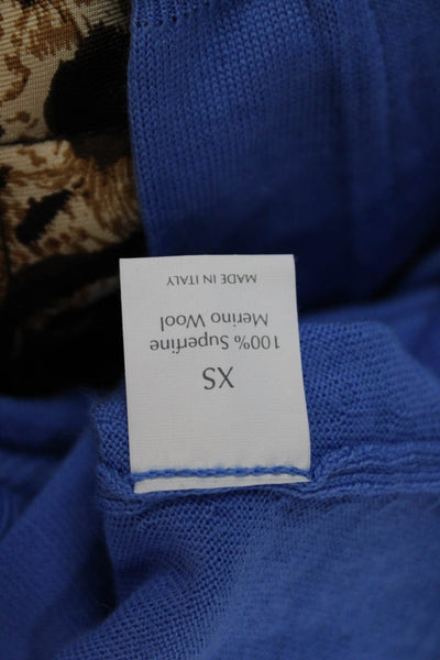 Tse Womens Cardigan VNeck Blue Superfine Merino Wool Button Long Sleeve Size XS