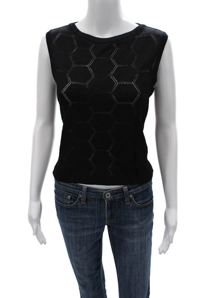 St. John Sport By Marie Gray Women Tank Black Geometric Wool Rayon Size S