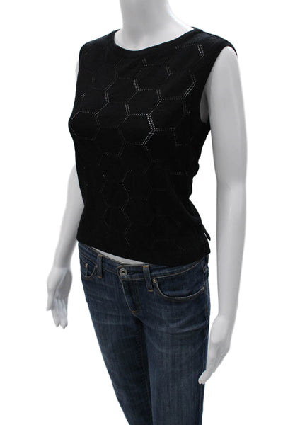 St. John Sport By Marie Gray Women Tank Black Geometric Wool Rayon Size S