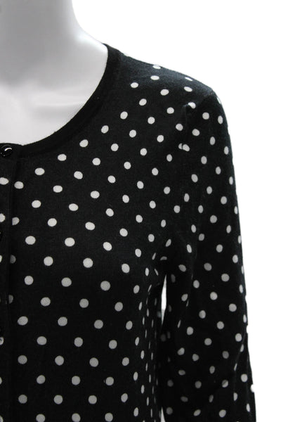 Spence Clothing Womens Cardigan Black Polka Dot 3/4 Sleeve Button Size S