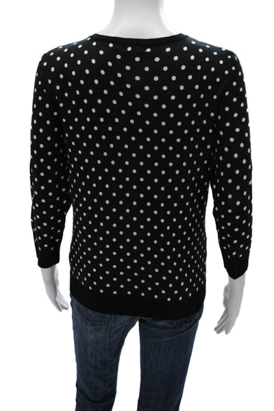 Spence Clothing Womens Cardigan Black Polka Dot 3/4 Sleeve Button Size S