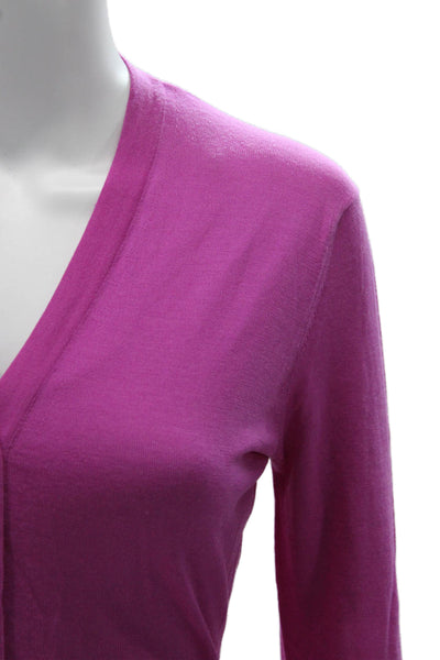Tse Women Cardigan Purple 100% Extrafine Wool V-Neck Button Size S