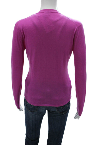 Tse Women Cardigan Purple 100% Extrafine Wool V-Neck Button Size S