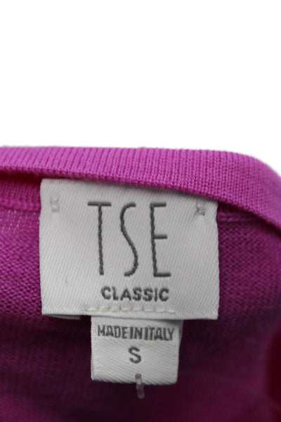 Tse Women Cardigan Purple 100% Extrafine Wool V-Neck Button Size S