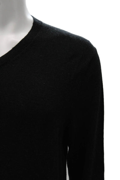 Saks Fifth Avenue Men V-Neck Pullover Sweater Black Merino Wool Size L