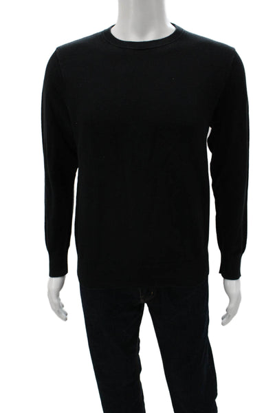 J Crew Mens Pullover Sweater Black 100% Cotton Crewneck Long Sleeve Size L