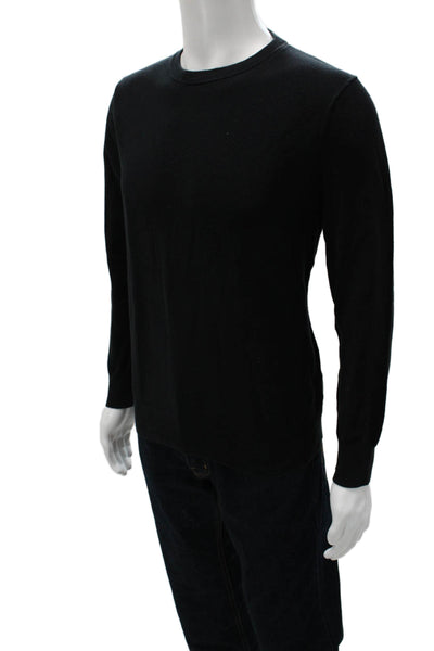 J Crew Mens Pullover Sweater Black 100% Cotton Crewneck Long Sleeve Size L