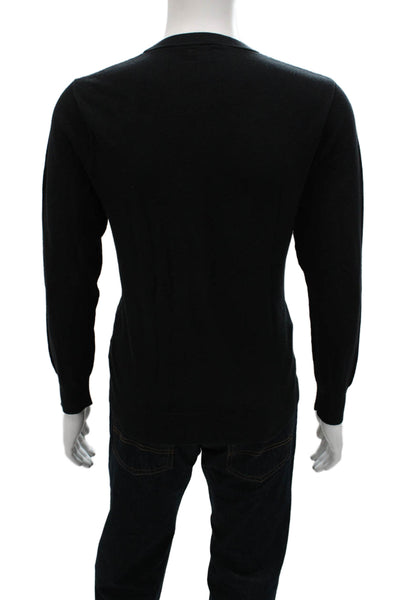 J Crew Mens Pullover Sweater Black 100% Cotton Crewneck Long Sleeve Size L