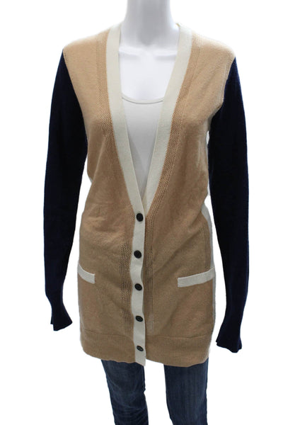 Vince Women Beige 100% Cashmere V-Neck Button Cardigan Long Sleeve Size M