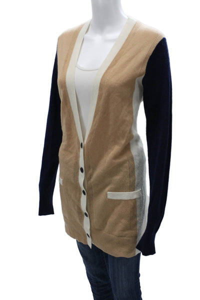 Vince Women Beige 100% Cashmere V-Neck Button Cardigan Long Sleeve Size M