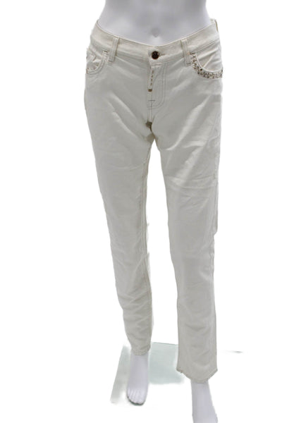 7 For All Mankind Women Designer White Low Rise Jeans 32in Size 30