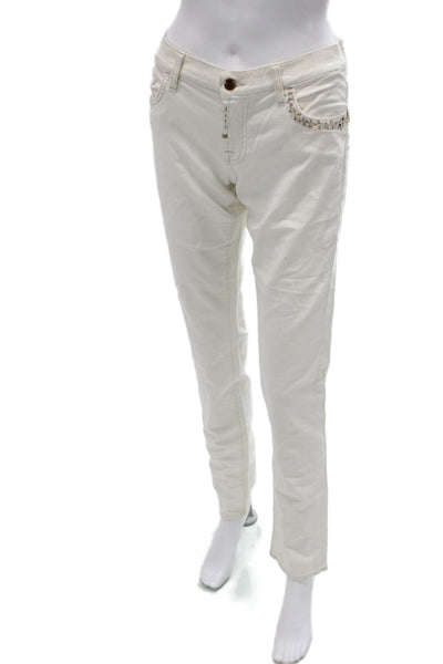 7 For All Mankind Women Designer White Low Rise Jeans 32in Size 30