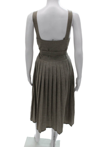 Max Mara Womens Brown Sleeveless Overall Dress Square Neck Size 42