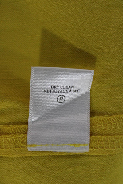 ALC Womens Wrap Dress Yellow V Neck Tie Long Linen Viscose Size 10