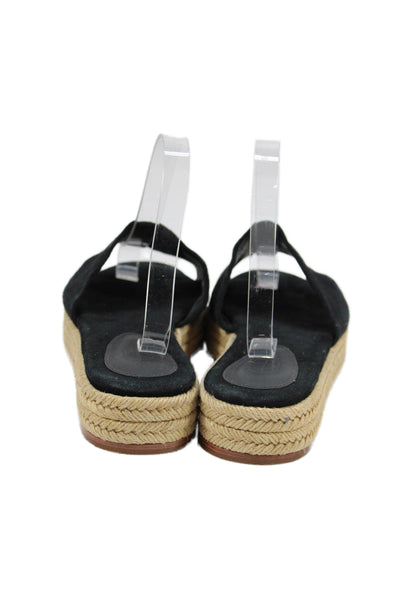 Porte & Paire Womens Suede Espadrille Platform Sandals Black Size 12