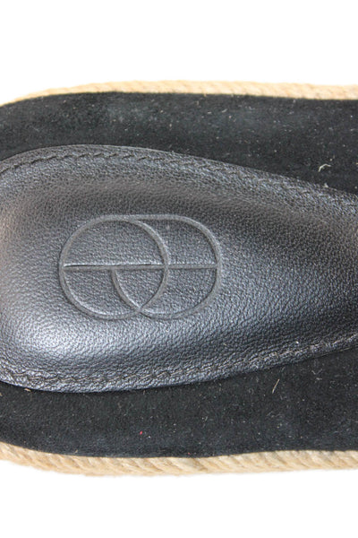 Porte & Paire Womens Suede Espadrille Platform Sandals Black Size 12