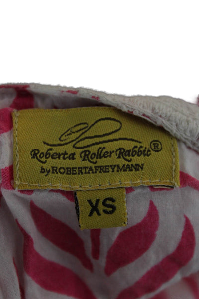 Roberta Roller Rabbit Women Pink Geometric Tunic 3/4 Sleeve Size XS