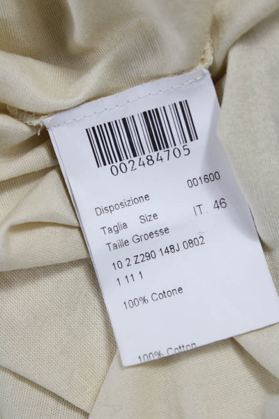 Piazza Sempione Women Basic Beige Mock Neck Long Sleeve Cotton Top Size 46