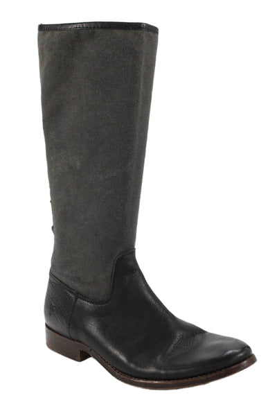 Frye Womens Braided Trim Detail Mid Calf Boots Black Size 8