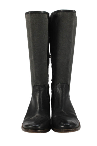 Frye Womens Braided Trim Detail Mid Calf Boots Black Size 8