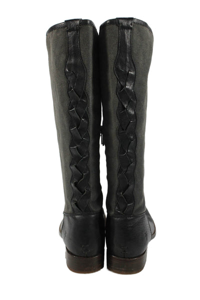 Frye Womens Braided Trim Detail Mid Calf Boots Black Size 8